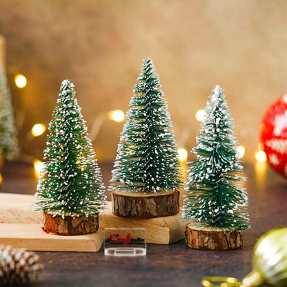 Christmas Tree Wooden Base (10Cm, Pack of 3) Small Christmas Tree
