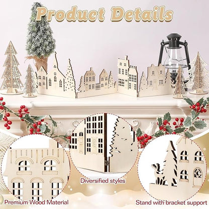 Christmas Tabletop Decoration Wooden Christmas Themed Church Christmas Tree