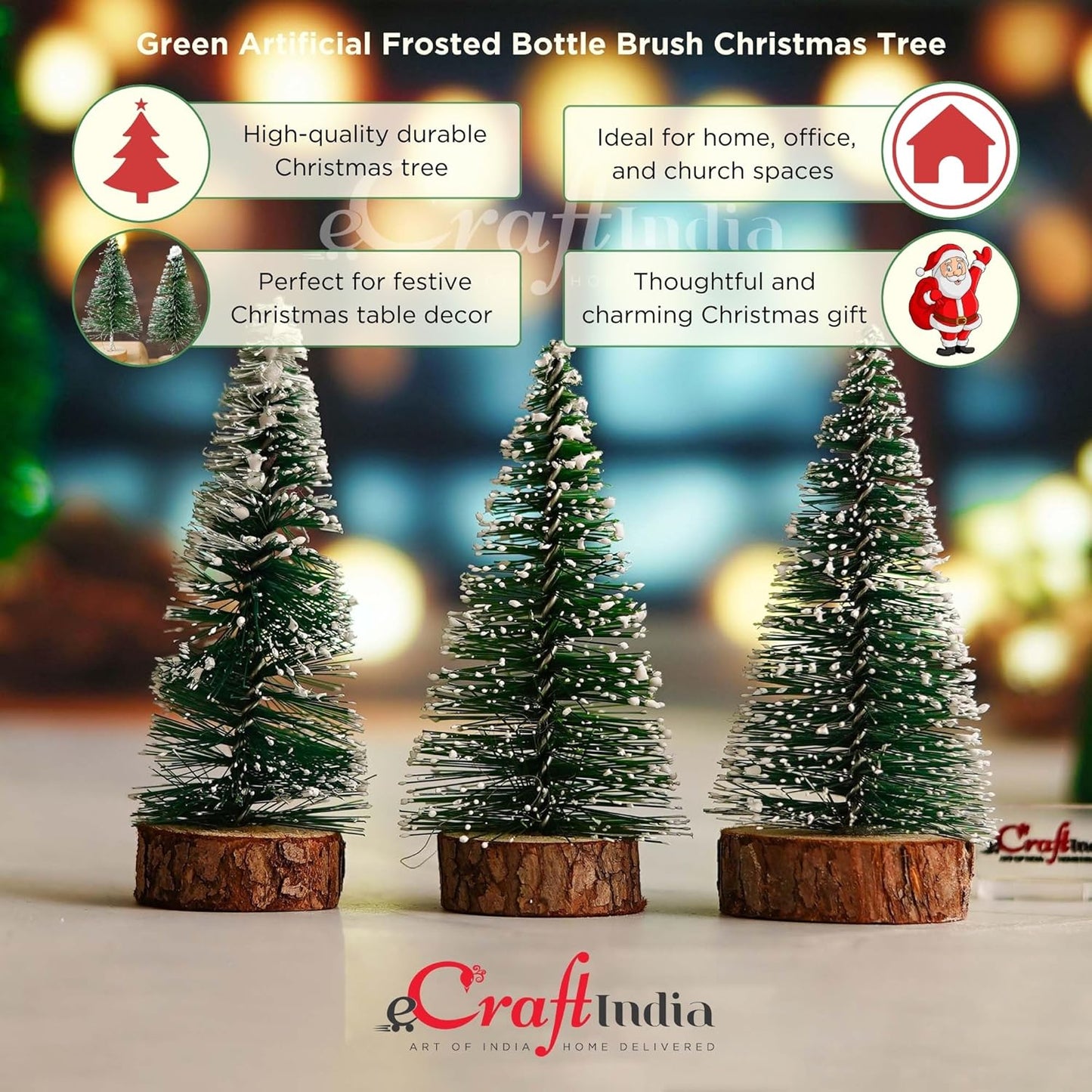 Christmas Tree Wooden Base (10Cm, Pack of 3) Small Christmas Tree